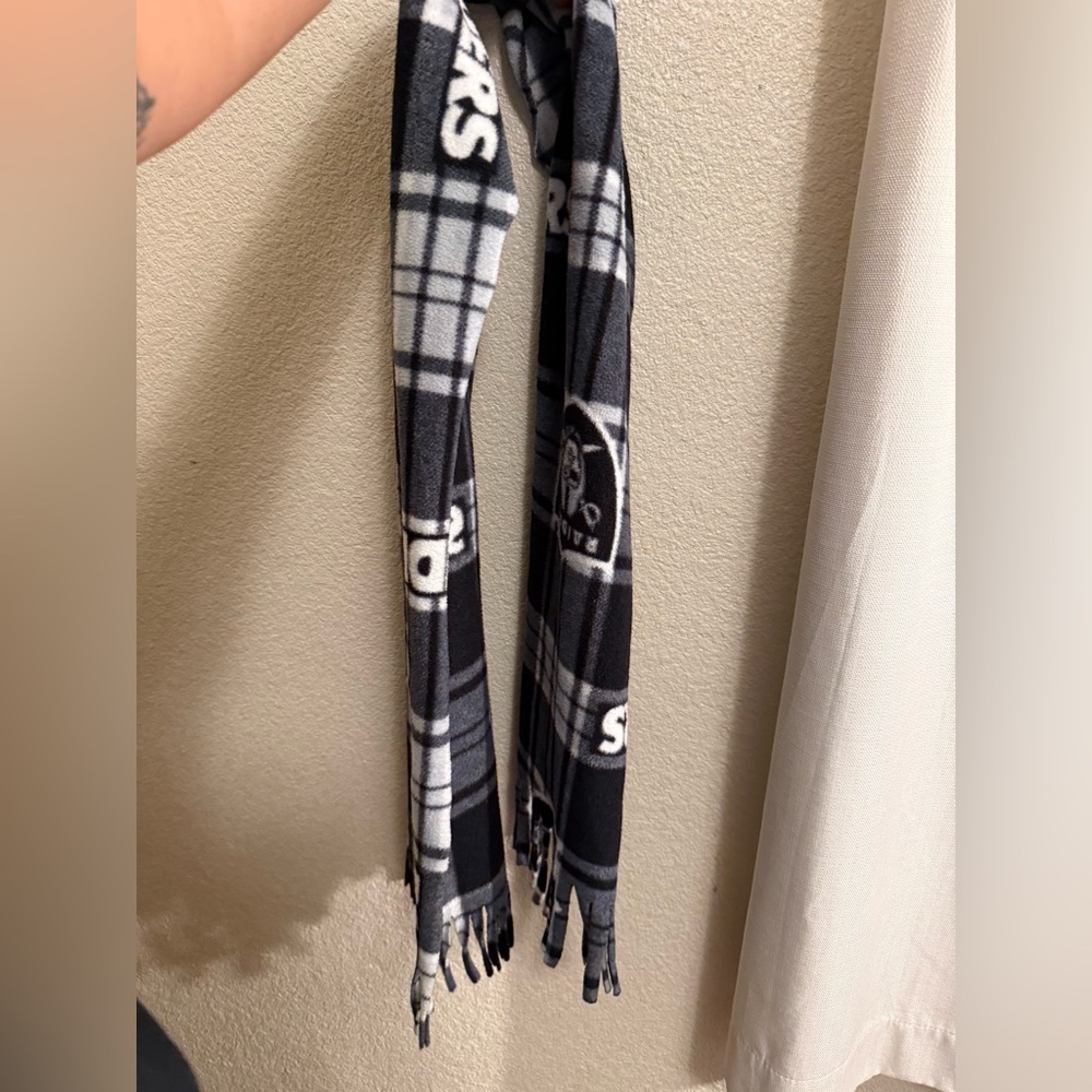 NFL Raiders Black and Gray Plaid Scarf